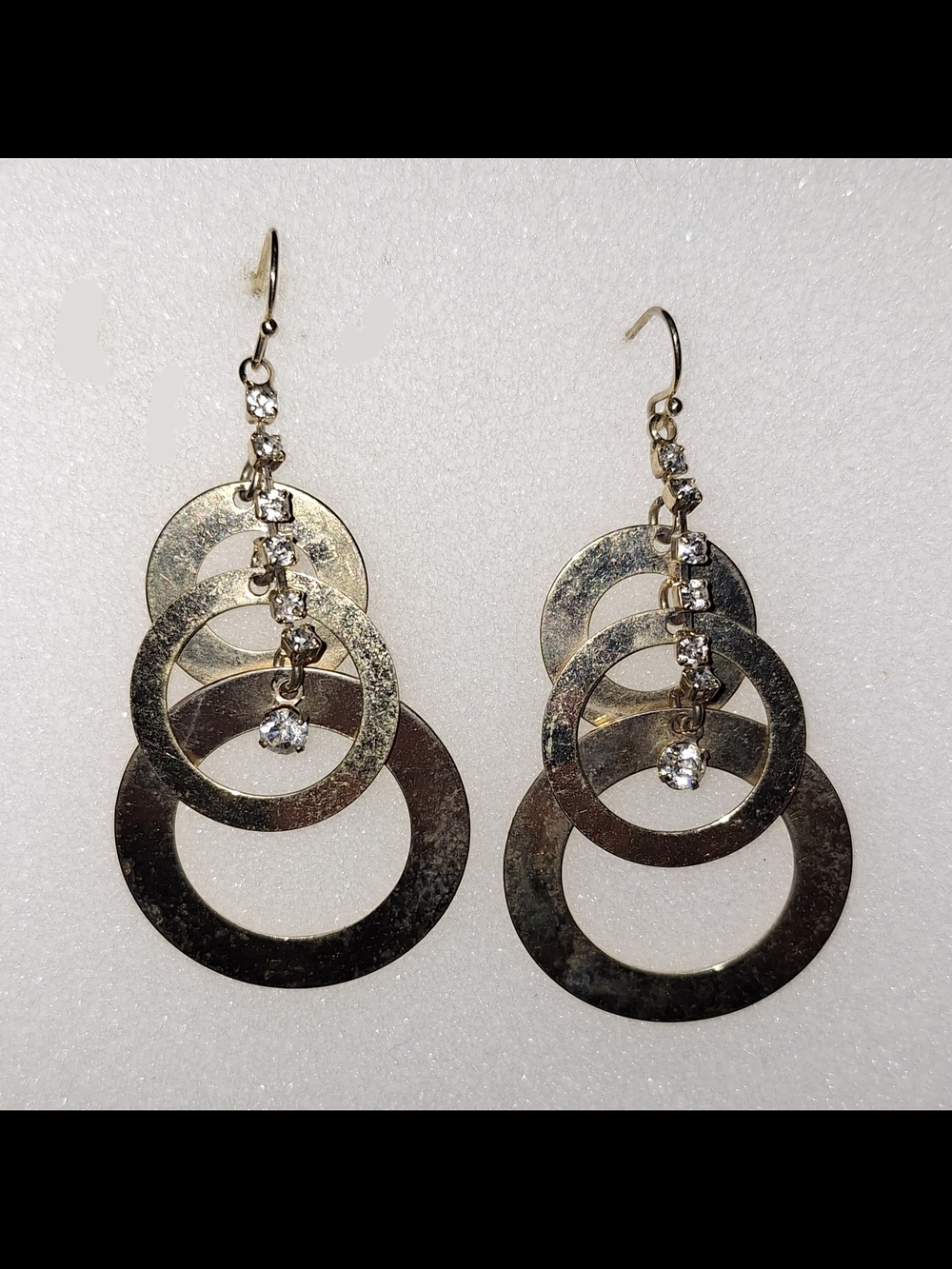 Gold-Tone Multi-Hoop Dangle Earrings with Crystal Accents